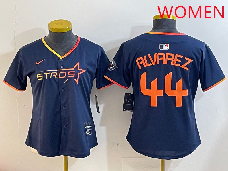 Women Houston Astros #44 Alvarez Drak Blue Three generations Joint Name 2025 Nike MLB Jersey style 410